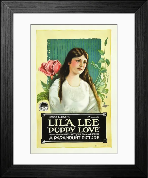 Framed Print : PUPPY LOVE, Lila Lee on poster art, 1919 Framed Print : PUPPY LOVE, Lila Lee on poster art, 1919
