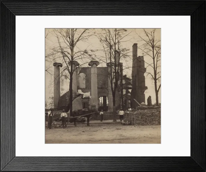 Framed Print : Ruins of the Banks of Chambersburg, August 1864. The Pennsylvania town was invaded for a third time during the US Civil War, on July 30, 1864, by Gen