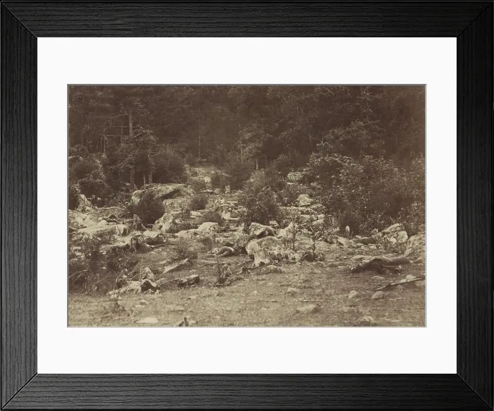Framed Print : US Civil War. Battle of Gettysburg, July 1-3, 1863. The Slaughter Pen, was a rocky area between the Round Tops, on the far left Union battle line Framed Print : US Civil War. Battle of Gettysburg, July 1-3, 1863. The Slaughter Pen, was a rocky area between the Round Tops, on the far left Union battle line