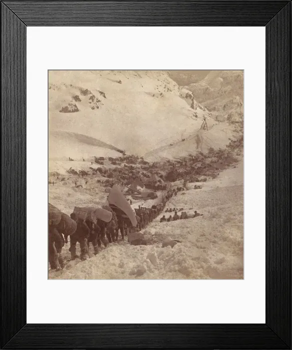 Framed Print : Gold seekers climbing the Golden Stairs near the top of Chilkoot Pass, in Alaska, winter 1897-98