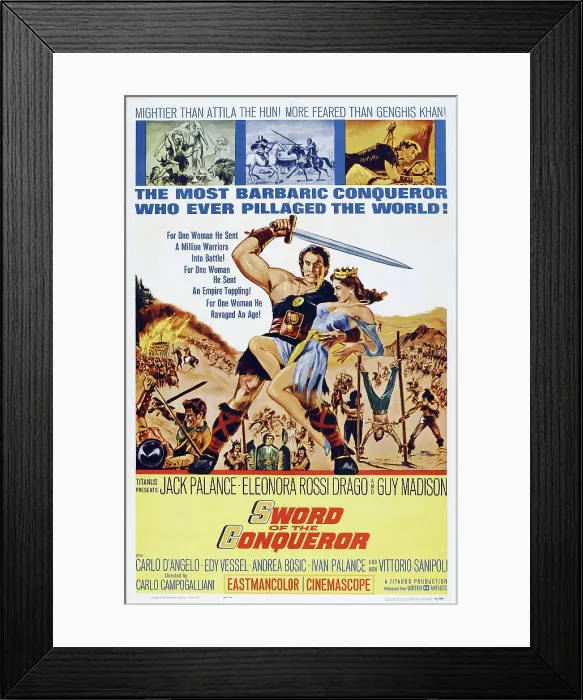 Framed Print : SWORD OF THE CONQUEROR, (aka ROSMUNDA E ALBOINO), US poster art, from left: Jack Palance, Eleonora Rossi Drago, 1961 Framed Print : SWORD OF THE CONQUEROR, (aka ROSMUNDA E ALBOINO), US poster art, from left: Jack Palance, Eleonora Rossi Drago, 1961