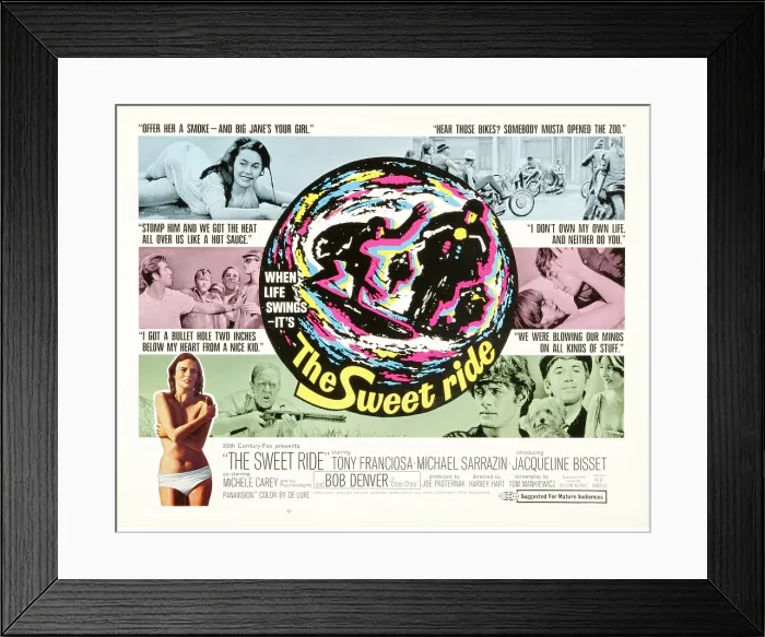 Framed Print : THE SWEET RIDE, Jacqueline Bisset (bottom left), bottom right from left: Michael Sarrazin, Bob Denver, Michele Carey, 1968 Framed Print : THE SWEET RIDE, Jacqueline Bisset (bottom left), bottom right from left: Michael Sarrazin, Bob Denver, Michele Carey, 1968