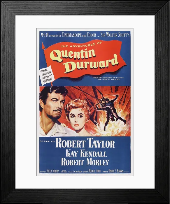 Framed Print : QUENTIN DURWARD, l-r: Robert Taylor, Kay Kendall on poster art, 1955