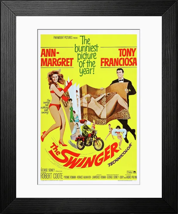 Framed Print : THE SWINGER, l-r: Ann-Margret, Anthony Franciosa on poster art, 1966 Framed Print : THE SWINGER, l-r: Ann-Margret, Anthony Franciosa on poster art, 1966