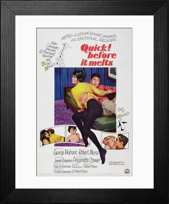 Framed Print : QUICK BEFORE IT MELTS, top right: Robert Morse on poster art, 1964 Framed Print : QUICK BEFORE IT MELTS, top right: Robert Morse on poster art, 1964