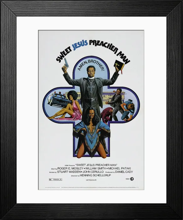 Framed Print : SWEET JESUS, PREACHER MAN, (aka SWEET JESUS, PREACHERMAN), US poster art, Roger E. Mosley, 1973