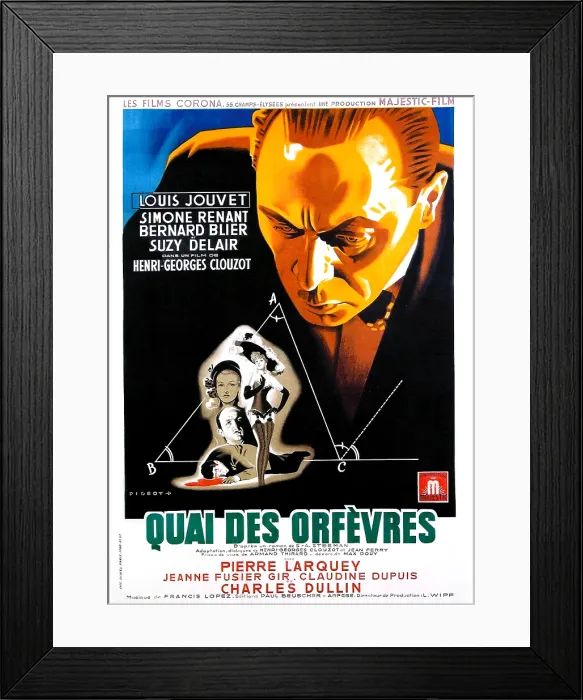Framed Print : JENNY LAMOUR, (aka QUAI DES ORFEVRES), French poster, Louis Jouvet, 1947