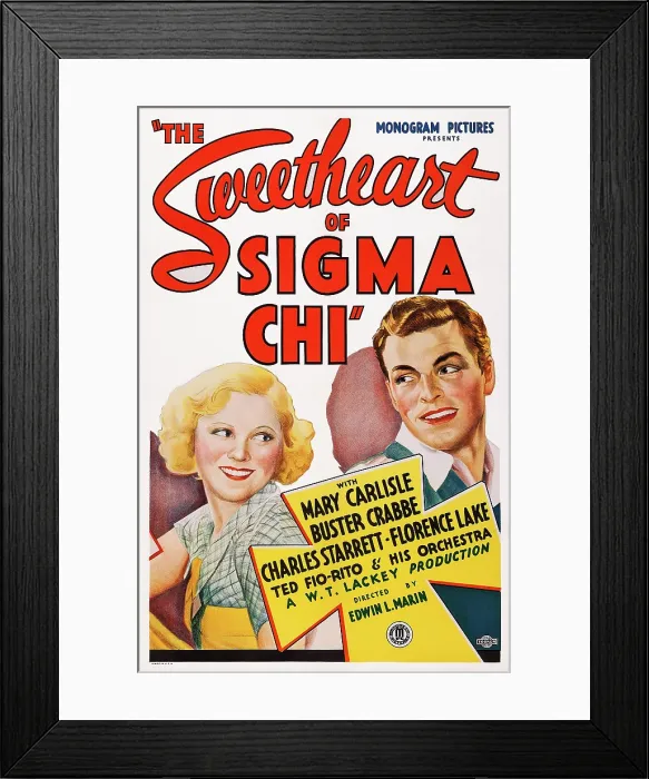 Framed Print : THE SWEETHEART OF SIGMA CHI, US poster art, from left: Mary Carlisle, Buster Crabbe, 1933 Framed Print : THE SWEETHEART OF SIGMA CHI, US poster art, from left: Mary Carlisle, Buster Crabbe, 1933