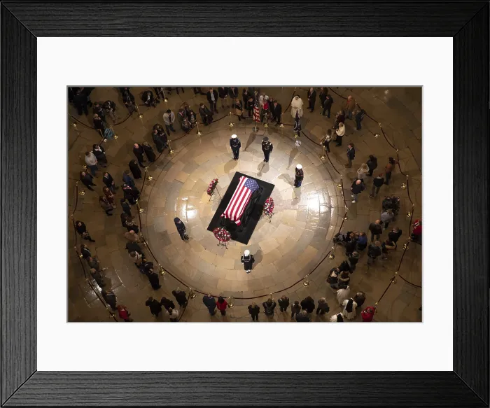 Framed Print : The casket of former President George H. W. Bush lying in state in the Rotunda of the U.S. Capitol, Washington, DC, Dec. 3, 2018 (BSLOC_2018_9_201) Framed Print : The casket of former President George H. W. Bush lying in state in the Rotunda of the U.S. Capitol, Washington, DC, Dec. 3, 2018 (BSLOC_2018_9_201)
