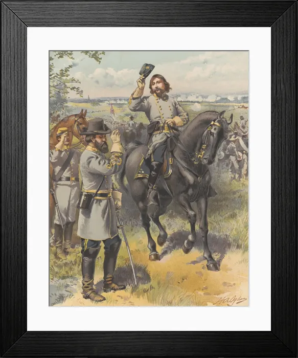 Framed Print : US Civil War. Battle of Gettysburg, Pickett's Charge, July 3, 1863. Confederate Gen. George Pickett receiving the order to charge the center of the Union Line, from Gen Framed Print : US Civil War. Battle of Gettysburg, Pickett's Charge, July 3, 1863. Confederate Gen. George Pickett receiving the order to charge the center of the Union Line, from Gen