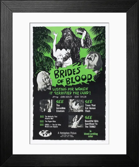 Framed Print : BRIDES OF BLOOD, US poster art, 1968