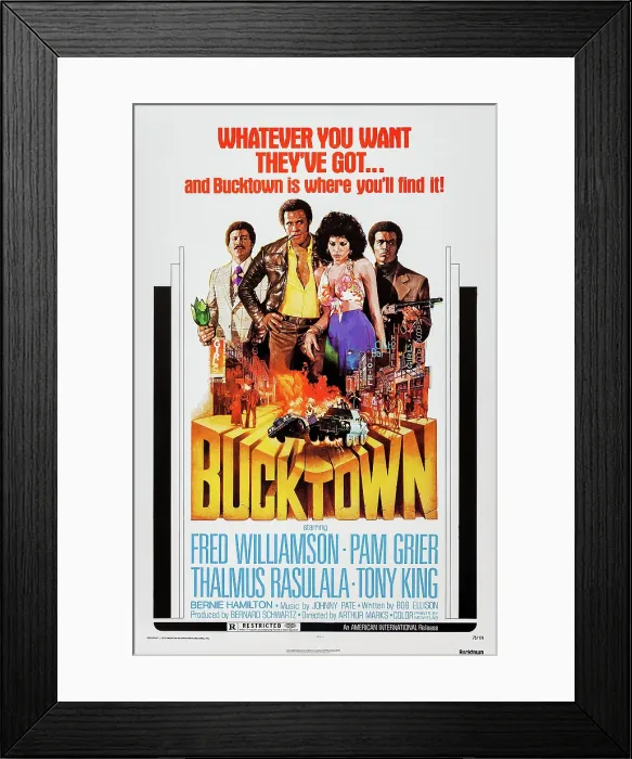 Framed Print : BUCKTOWN, from left: Thalmus Rasulala, Fred Williamson, Pam Grier, Tony King, 1975 Framed Print : BUCKTOWN, from left: Thalmus Rasulala, Fred Williamson, Pam Grier, Tony King, 1975
