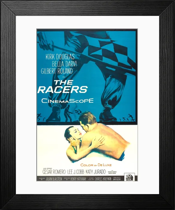 Framed Print : THE RACERS, l-r: Bella Darvi, Kirk Douglas on poster art, 1955, TM and Copyright 20th Century Fox Film Corp. All rights reserved. / courtesy Everett Collection