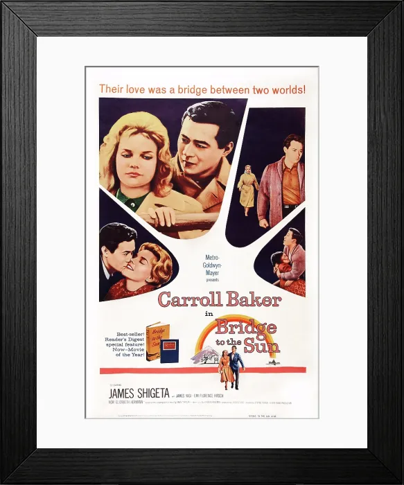 Framed Print : BRIDGE TO THE SUN, US poster art, top from left: Carroll Baker, James Shigeta, 1961