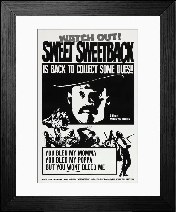 Framed Print : SWEET SWEETBACK'S BAADASSSSS SONG, US poster art, Melvin Van Peebles, 1971