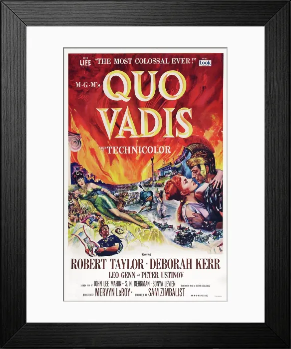 Framed Print : QUO VADIS, US poster art, from left: Deborah Kerr, Robert Taylor, 1951