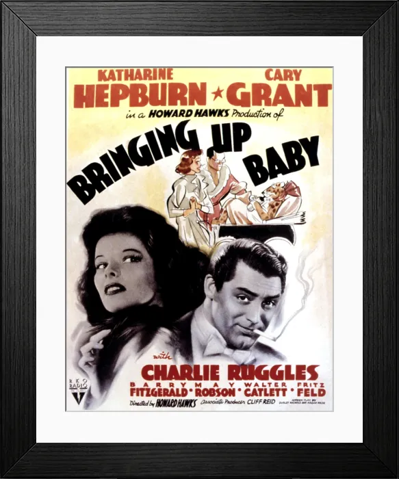 Framed Print : BRINGING UP BABY, Katharine Hepburn, Cary Grant, 1938