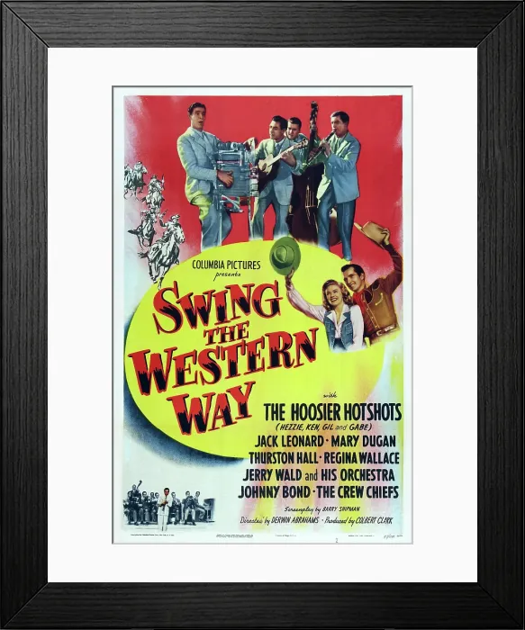Framed Print : SWING THE WESTERN WAY, US poster art, top: the Hoosier Hotshots, 1947