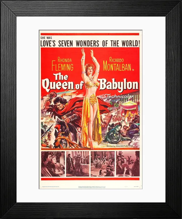 Framed Print : THE QUEEN OF BABYLON, US poster, middle from left: Ricardo Montalban, Rhonda Fleming, 1954. TM & Copyright 20th Century Fox Film Corp Framed Print : THE QUEEN OF BABYLON, US poster, middle from left: Ricardo Montalban, Rhonda Fleming, 1954. TM & Copyright 20th Century Fox Film Corp