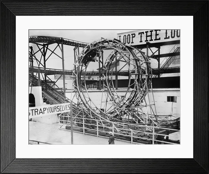 Framed Print : Loop the Loop was a dual-tracked steel roller coaster on Coney Island, New York, from 1901 to 1910. The Luna Park ride cost 10 cents Framed Print : Loop the Loop was a dual-tracked steel roller coaster on Coney Island, New York, from 1901 to 1910. The Luna Park ride cost 10 cents