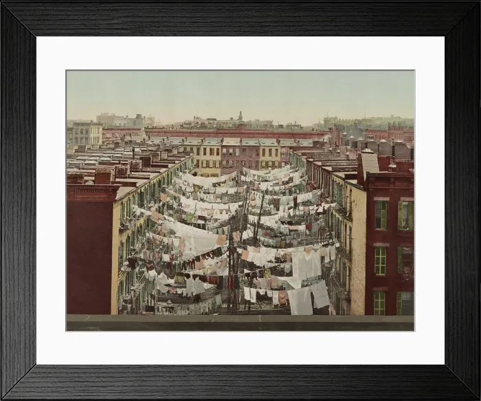 Framed Print : Clothes drying on lines between New York City tenements at Park Avenue and 107th Street. (BSLOC_2018_3_95) Framed Print : Clothes drying on lines between New York City tenements at Park Avenue and 107th Street. (BSLOC_2018_3_95)