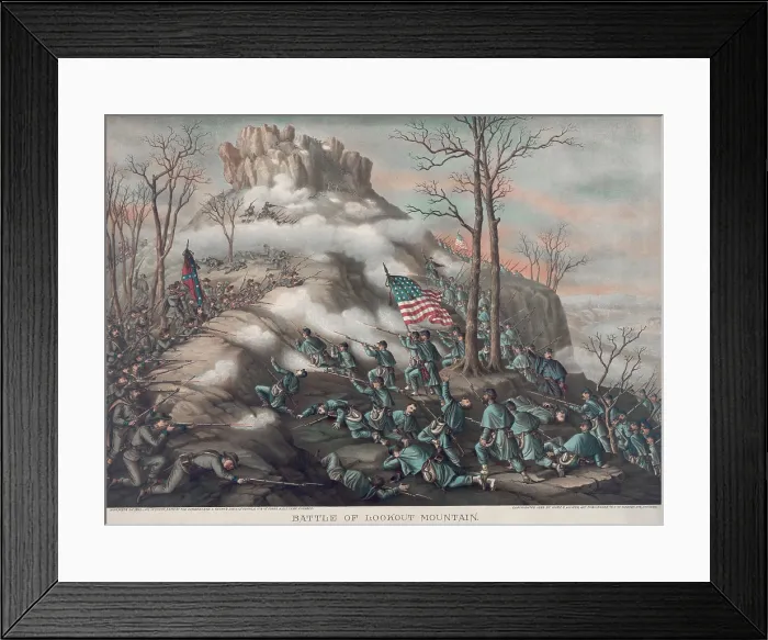 Framed Print : US Civil War. Battle of Lookout Mountain, Nov. 23-24, 1863. 10, 000 Union troops assault Confederate in a fortified position on Lookout Mountain