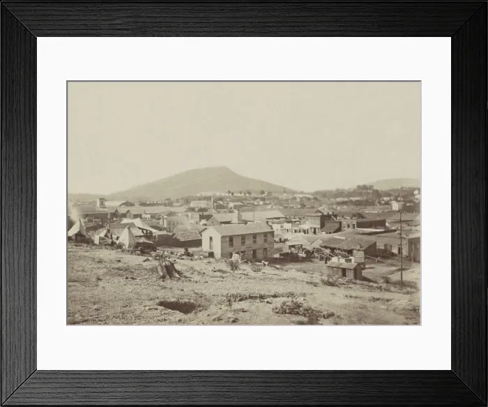 Framed Print : View of Chattanooga with Lookout Mountain in the distance during the US Civil War. The Union Army retreated to the city after losing the Battle of Chickamauga, Sept. 19, 1863 Framed Print : View of Chattanooga with Lookout Mountain in the distance during the US Civil War. The Union Army retreated to the city after losing the Battle of Chickamauga, Sept. 19, 1863