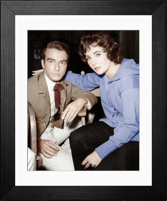 Framed Print : RAINTREE COUNTY, from left: Montgomery Clift, Elizabeth Taylor, between scenes, on set, 1957 Framed Print : RAINTREE COUNTY, from left: Montgomery Clift, Elizabeth Taylor, between scenes, on set, 1957