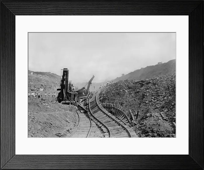 Framed Print : Frequent landslides in the Culebra Cut, slowed Panama Canal construction between 1910-1914. In this one, three railroad tracks were upended (BSLOC_2018_4_11) Framed Print : Frequent landslides in the Culebra Cut, slowed Panama Canal construction between 1910-1914. In this one, three railroad tracks were upended (BSLOC_2018_4_11)