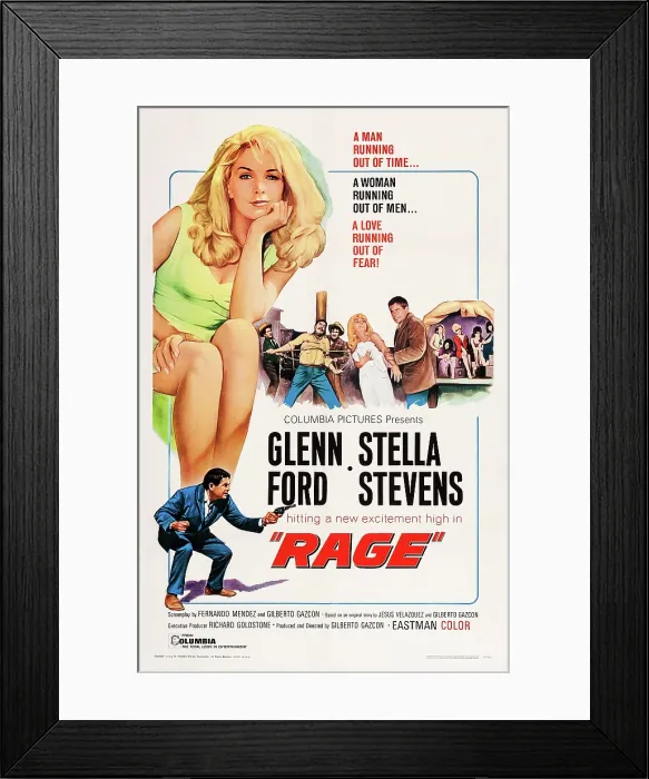 Framed Print : RAGE, US poster art, from top left: Stella Stevens, Glenn Ford, 1966 Framed Print : RAGE, US poster art, from top left: Stella Stevens, Glenn Ford, 1966