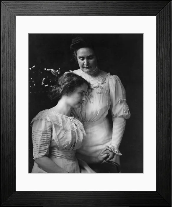 Framed Print : Helen Keller holding hand of her teacher, Anne Mansfield Sullivan (Mrs. John A. Macy) c. 1909