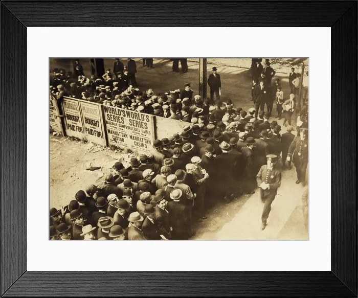 Framed Print : New York Giants baseball fans line up at 7 AM to buy World Series tickets, 1911 or 1912 (BSLOC_2018_4_112) Framed Print : New York Giants baseball fans line up at 7 AM to buy World Series tickets, 1911 or 1912 (BSLOC_2018_4_112)