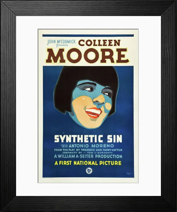 Framed Print : SYNTHETIC SIN, Colleen Moore on poster art, 1929 Framed Print : SYNTHETIC SIN, Colleen Moore on poster art, 1929