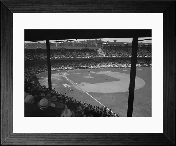 Framed Print : View from the stands of baseball game in Griffith Stadium, Washington, DC (BSLOC_2018_4_119)