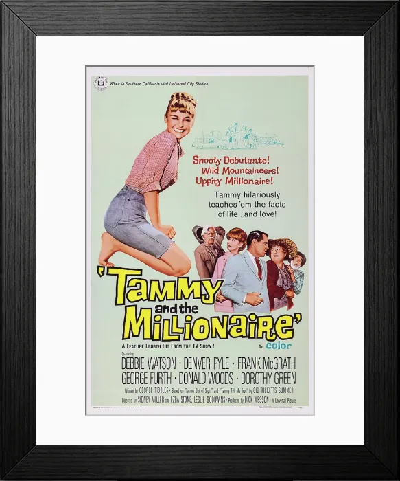 Framed Print : TAMMY AND THE MILLIONAIRE, US poster, from left: Debbie Watson, Denver Pyle, Dorothy Green, Donald Woods, Frank McGrath (right), 1967