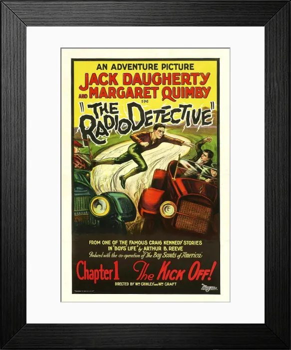 Framed Print : THE RADIO DETECTIVE, center: Jack Daugherty (aka Jack Dougherty), in Chapter 1: The Kick Off!, 1926 Framed Print : THE RADIO DETECTIVE, center: Jack Daugherty (aka Jack Dougherty), in Chapter 1: The Kick Off!, 1926