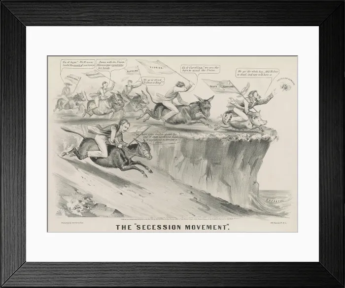 Framed Print : THE SECESSION MOVEMENT, 1861 political cartoon by Currier and Ives