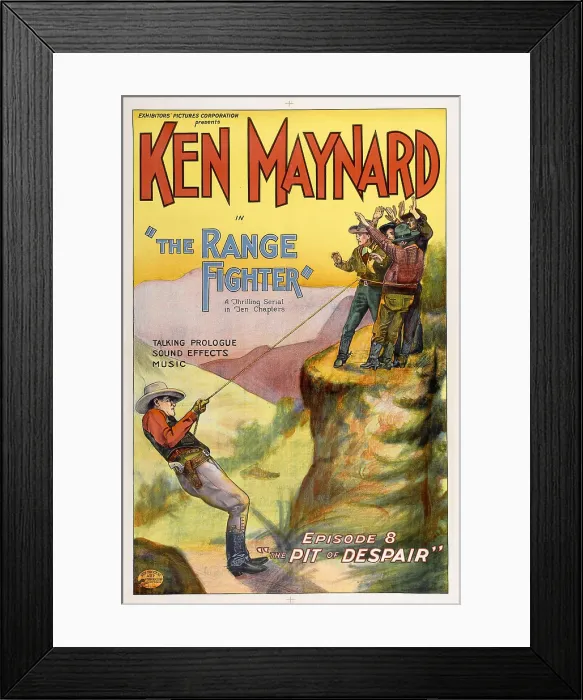 Framed Print : THE RANGE FIGHTER, left: Ken Maynard in Episode 8: The Pit of Despair, 1926 Framed Print : THE RANGE FIGHTER, left: Ken Maynard in Episode 8: The Pit of Despair, 1926
