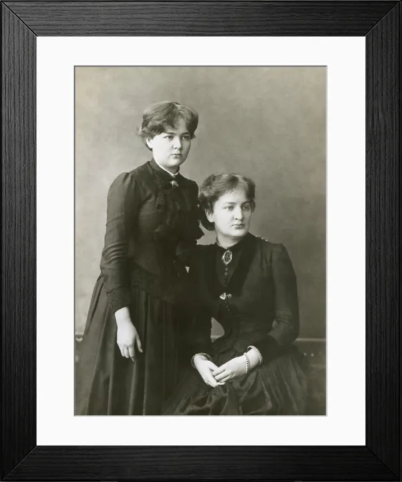 Framed Print : Marie Curie as a young student with her sister, Bronislawa, (seated), 1886 Framed Print : Marie Curie as a young student with her sister, Bronislawa, (seated), 1886