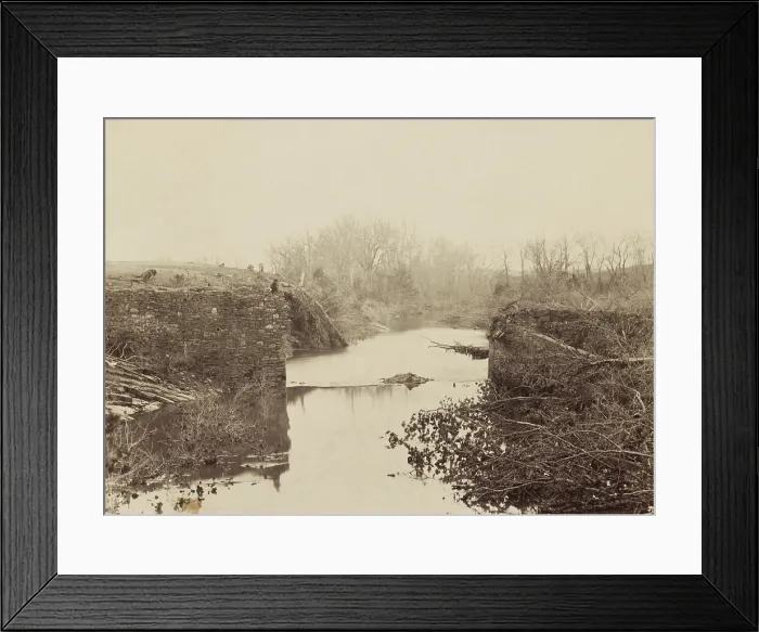 Framed Print : Ruins of the stone bridge on the Battlefield of Bull Run, in photo March 1862
