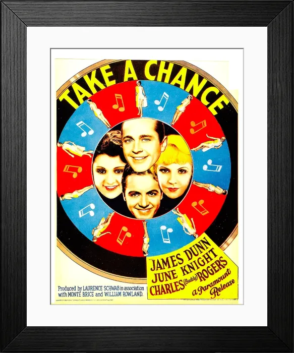Framed Print : TAKE A CHANCE, clockwise from top: James Dunn, June Knight, Charles Buddy Rogers, Lillian Roth on midget window card, 1933