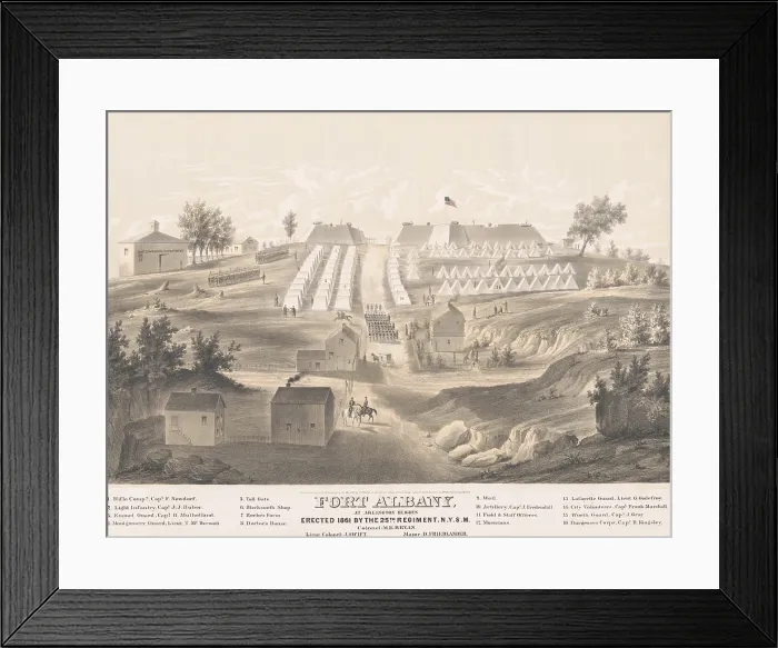 Framed Print : Fort Albany, at Arlington Heights, south west of Washington, DC, during the US Civil War, 1862. The print shows the full fort complex (BSLOC_2018_6_171) Framed Print : Fort Albany, at Arlington Heights, south west of Washington, DC, during the US Civil War, 1862. The print shows the full fort complex (BSLOC_2018_6_171)