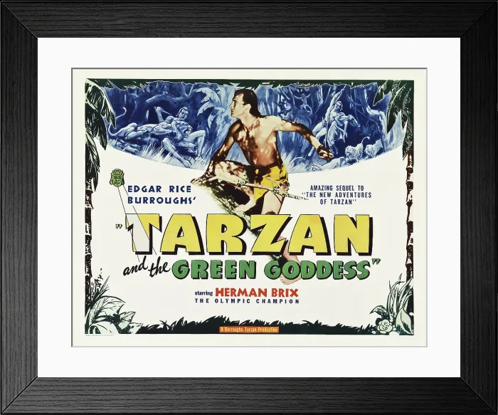 Framed Print : TARZAN AND THE GREEN GODDESS, Herman Brix on poster art, 1938 Framed Print : TARZAN AND THE GREEN GODDESS, Herman Brix on poster art, 1938