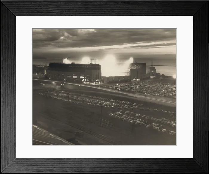 Framed Print : Cleveland Municipal Stadium during Cleveland Indians vs. Detroit Tigers night baseball game, June 30, 1950 (BSLOC_2018_4_121) Framed Print : Cleveland Municipal Stadium during Cleveland Indians vs. Detroit Tigers night baseball game, June 30, 1950 (BSLOC_2018_4_121)