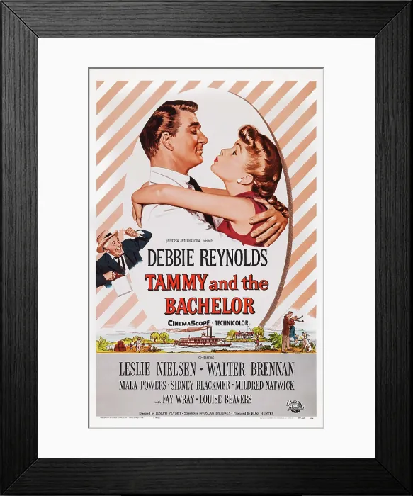 Framed Print : TAMMY AND THE BACHELOR, US poster art, from left: Walter Brennan, Leslie Nielsen, Debbie Reynolds, 1957 Framed Print : TAMMY AND THE BACHELOR, US poster art, from left: Walter Brennan, Leslie Nielsen, Debbie Reynolds, 1957
