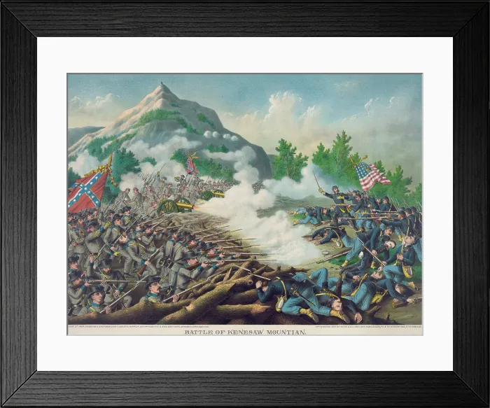 Framed Print : US Civil War. Atlanta Campaign, May 7- Sept. 2, 1864. Battle of Kennesaw Mountain, June 27, 1864, resulted in 3, 000 Union casualties to only 1, 000 for the Confederates Framed Print : US Civil War. Atlanta Campaign, May 7- Sept. 2, 1864. Battle of Kennesaw Mountain, June 27, 1864, resulted in 3, 000 Union casualties to only 1, 000 for the Confederates