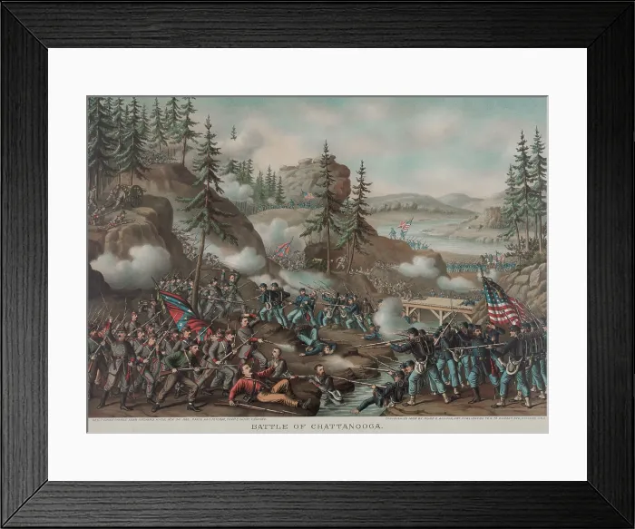 Framed Print : US Civil War. Battle of Chattanooga. Union army of 14, 000 attacked Orchard Knob, defended by only 634 Confederates, on Nov. 24, 1863 Framed Print : US Civil War. Battle of Chattanooga. Union army of 14, 000 attacked Orchard Knob, defended by only 634 Confederates, on Nov. 24, 1863