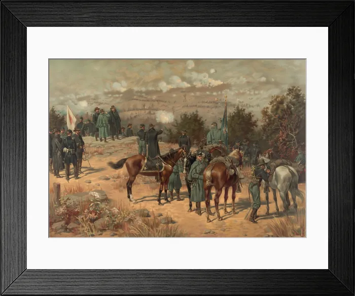 Framed Print : US Civil War. Battle of Chattanooga. Union officers observe the advance of Gen. General George Thomas toward the center of the Confederate Line on Missionary Ridge, Nov