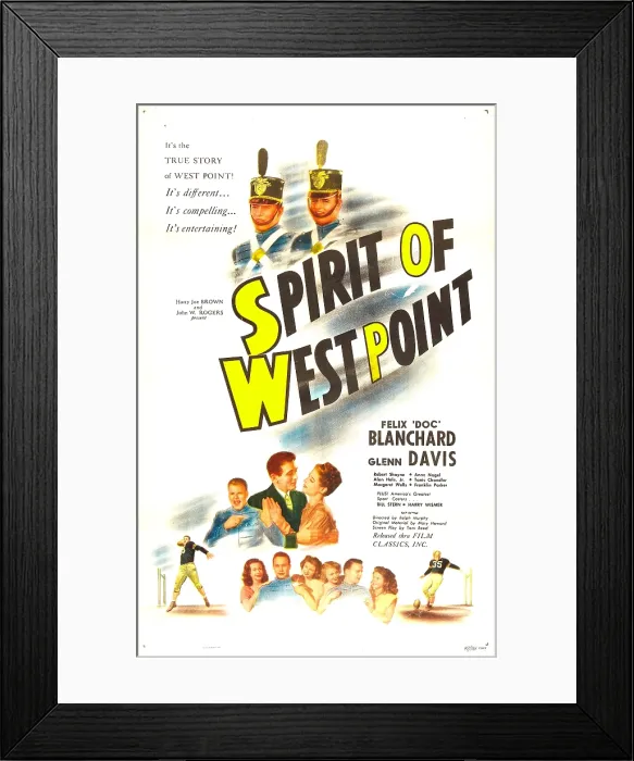 Framed Print : THE SPIRIT OF WEST POINT, US poster, top from left: Glenn Davis, Felix Doc Blanchard, middle from left: Felix Doc Blanchard, Robert Shayne, Anne Nagel, 1947 Framed Print : THE SPIRIT OF WEST POINT, US poster, top from left: Glenn Davis, Felix Doc Blanchard, middle from left: Felix Doc Blanchard, Robert Shayne, Anne Nagel, 1947