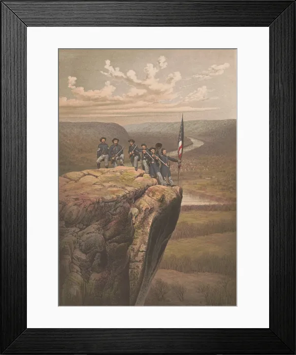 Framed Print : UNION SOLDIERS AT POINT LOOKOUT, TENNESSEE, lithograph based on a painting by James Fuller Queen. On Nov